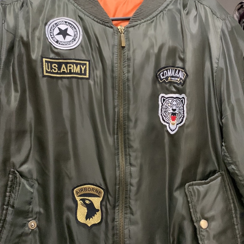 Green Patch Bomber Lightweight Jacket - image 4